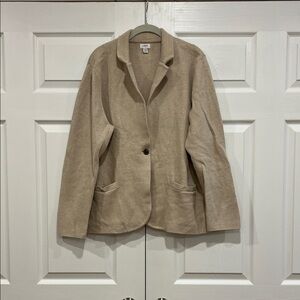 J. Crew Factory Schoolboy Sweater Blazer Heather Light Khaki Womens Size XXL